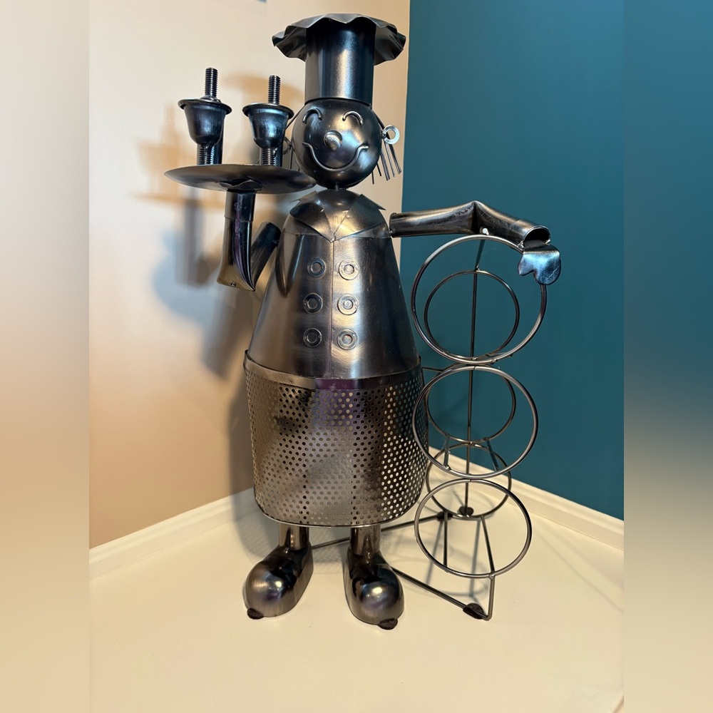Metal Wine Butler Bottle Holder Rack – Unique Bar Decor